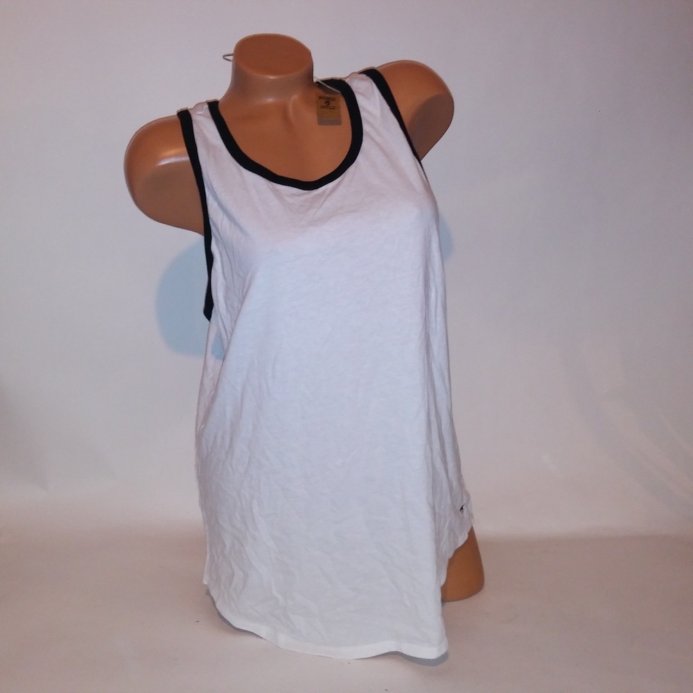 Victoria Secret PINK Tank Top Large White Black Solid Sleeveless New